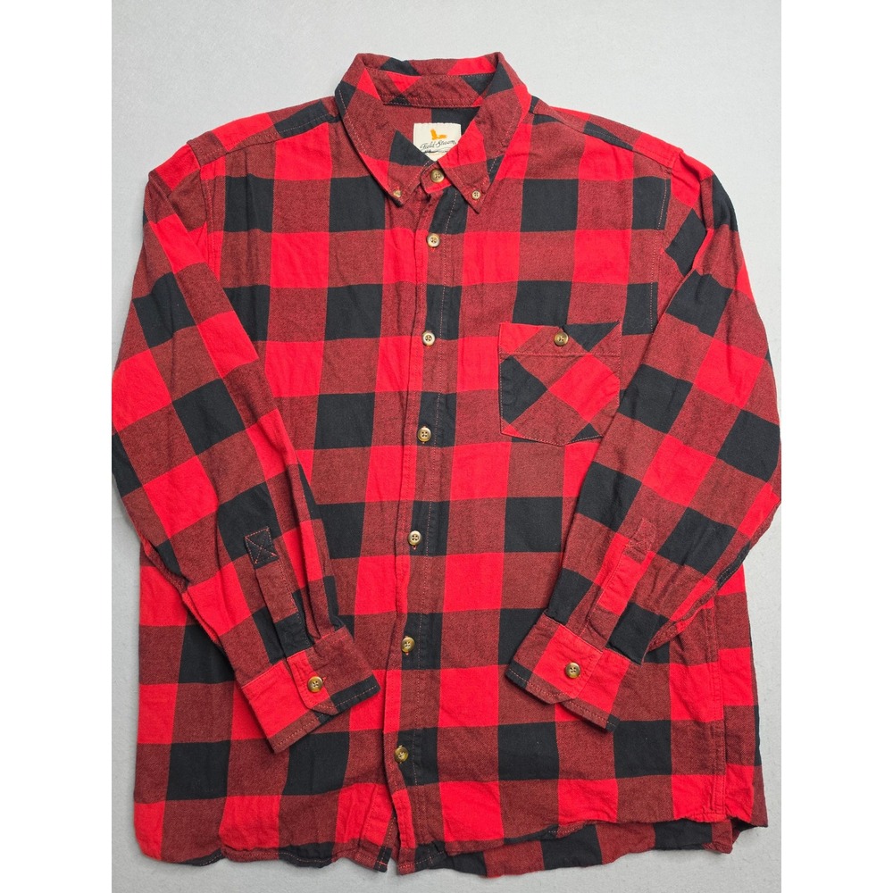 Field & Stream Shirt‎ Men's XL Red Black Buffalo Plaid 100% Cotton Button-Down